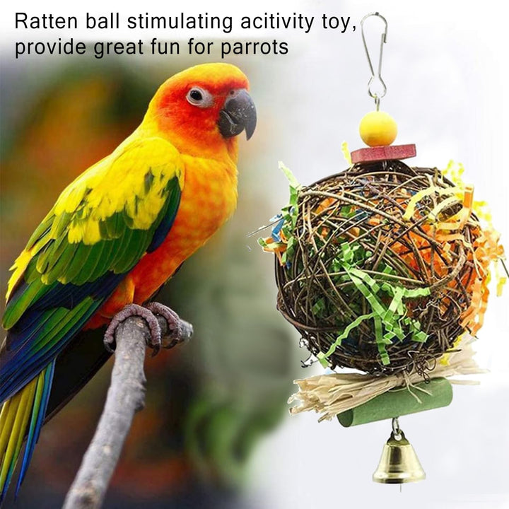 2 Stück Wellensittich Spielzeug, Natürliche Rattan Ball Papagei, Papageien Zerkleinerungsspielzeug,