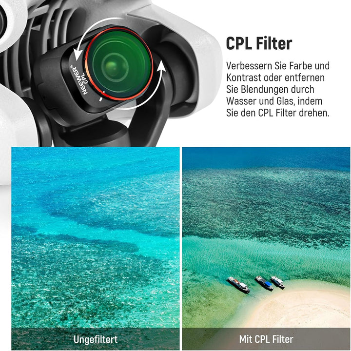 NEEWER ND und CPL Filter Set Kompatibel mit DJI Mini 4 Pro, 4 Pack ND16 ND64 ND256 CPL Polarizer und