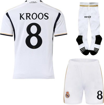 PraiseLight R. Madrid Toni Kroos #8 Heim Kinder Trikot 2023/2024 Fussball Shorts Socken Set Jugendgr