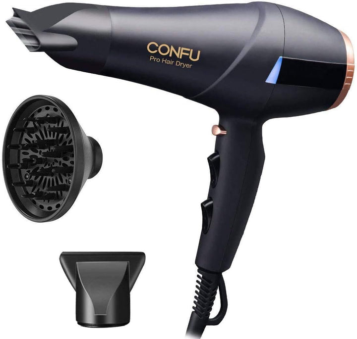2300W Profi Föhn Ionen Technologie Salon Haartrockner mit Diffusor StylingDüse, CONFU Professional F