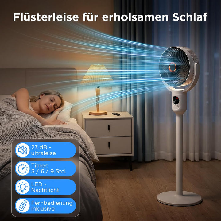 Lepwings Standventilator Leise mit Fernbedienung, 2-in-1 Akkuventilator 10400 mAh, USB-C wiederaufla