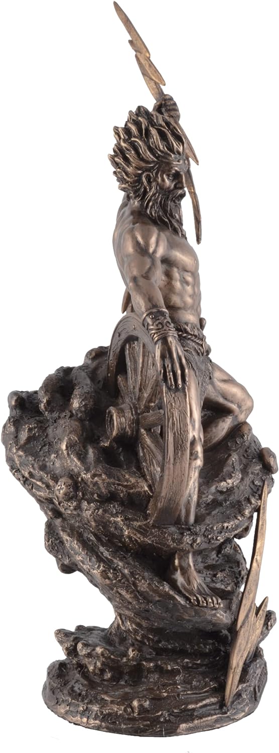 Taranis keltischer Gott des Donners - mit Blitz und Wagenrad bronziert by Veronese