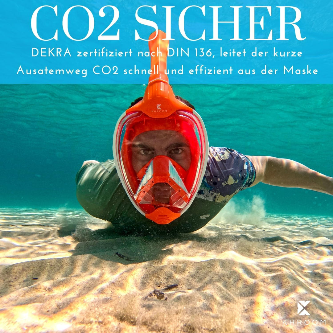 Khroom Schnorchelmaske für Erwachsene & Kinder von DEKRA geprüfte CO2 Sicherheit | Vollmaske Seaview