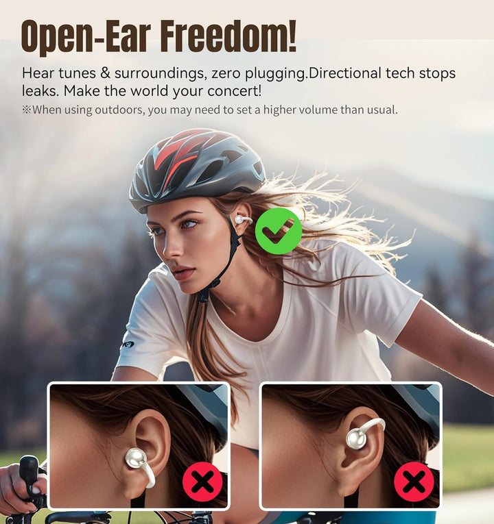 King Lucky Open-Ear-Kopfhörer Kabellos Bluetooth 6.0–Clip-On-Ohrhörer mit Mikrofon,50h Spielzeit,ENC