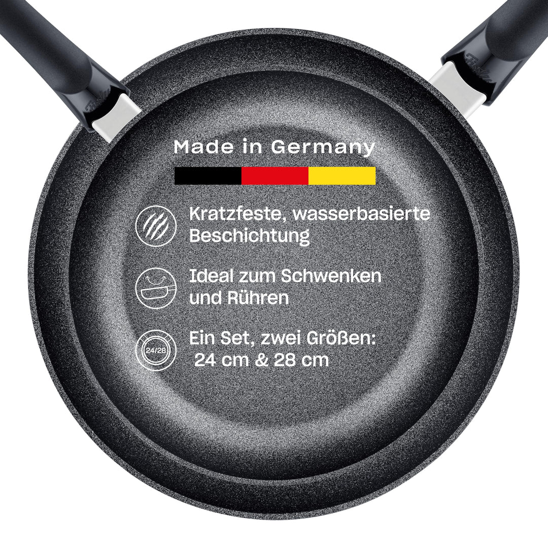 Fissler Adamant Classic/Pfannen-Set (2-teilig, Ø 24 + 28 cm) – kratzfeste, wasserbasierte Antihaft-P
