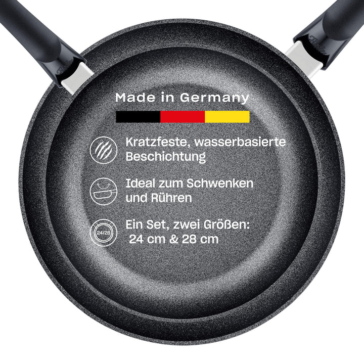 Fissler Adamant Classic/Pfannen-Set (2-teilig, Ø 24 + 28 cm) – kratzfeste, wasserbasierte Antihaft-P