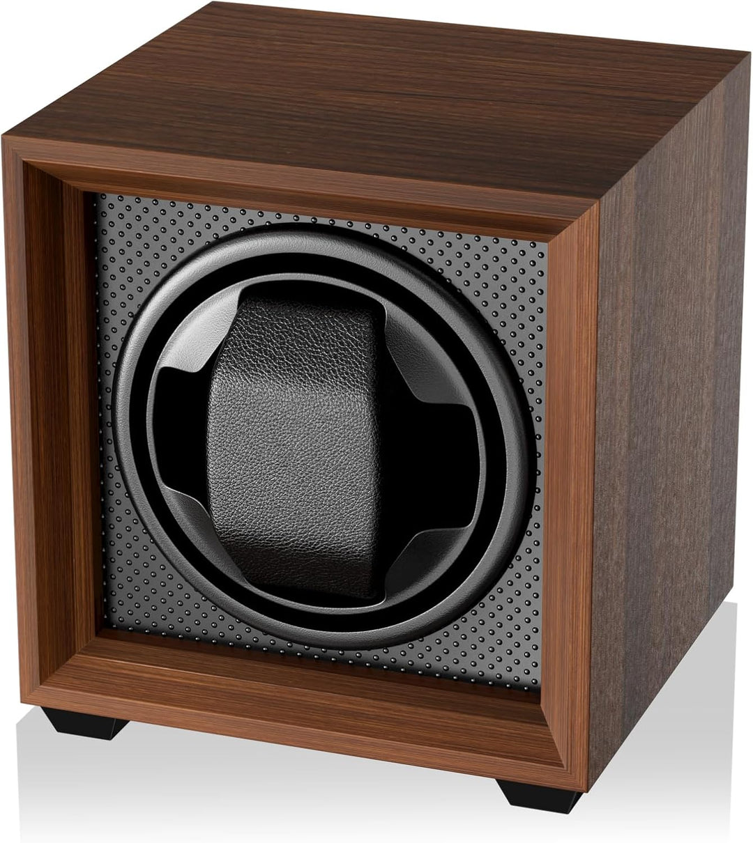 Fousenuk uhrenbeweger für automatikuhren mit leisem Motor, 2 einstellmodi, quadratisch nussbaumfarbe