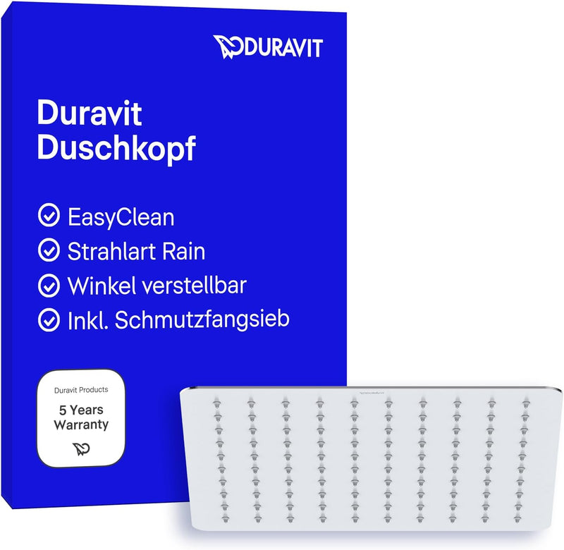 Duravit UV0660031010 Universal Duschkopf aus Edelstahl, Duschbrause mit Strahlart Rain, Duscharmatur