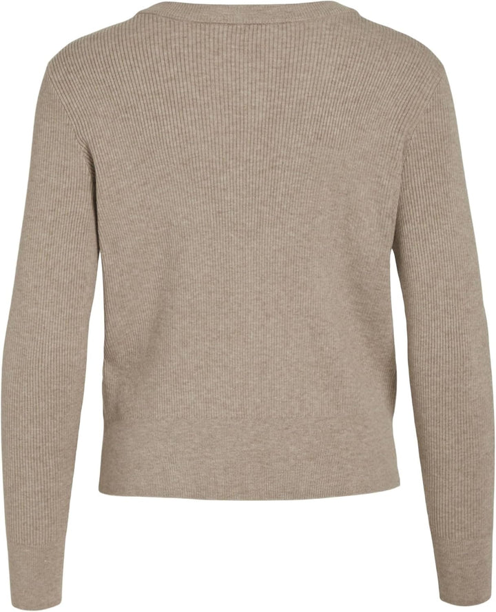 Vila Damen Vicomfy L/S Knit Cardigan-Noos Strickjacke, Natural Melange
