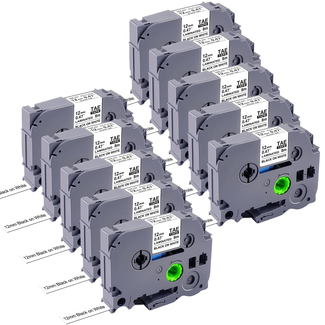 10er-Pack TZe231 Ersatz-Beschriftungsband für Brother P-Touch Beschriftungsgerät, 12mm (0,47 Zoll) l