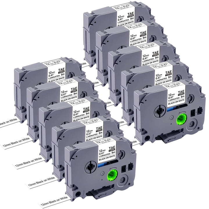 10er-Pack TZe231 Ersatz-Beschriftungsband für Brother P-Touch Beschriftungsgerät, 12mm (0,47 Zoll) l