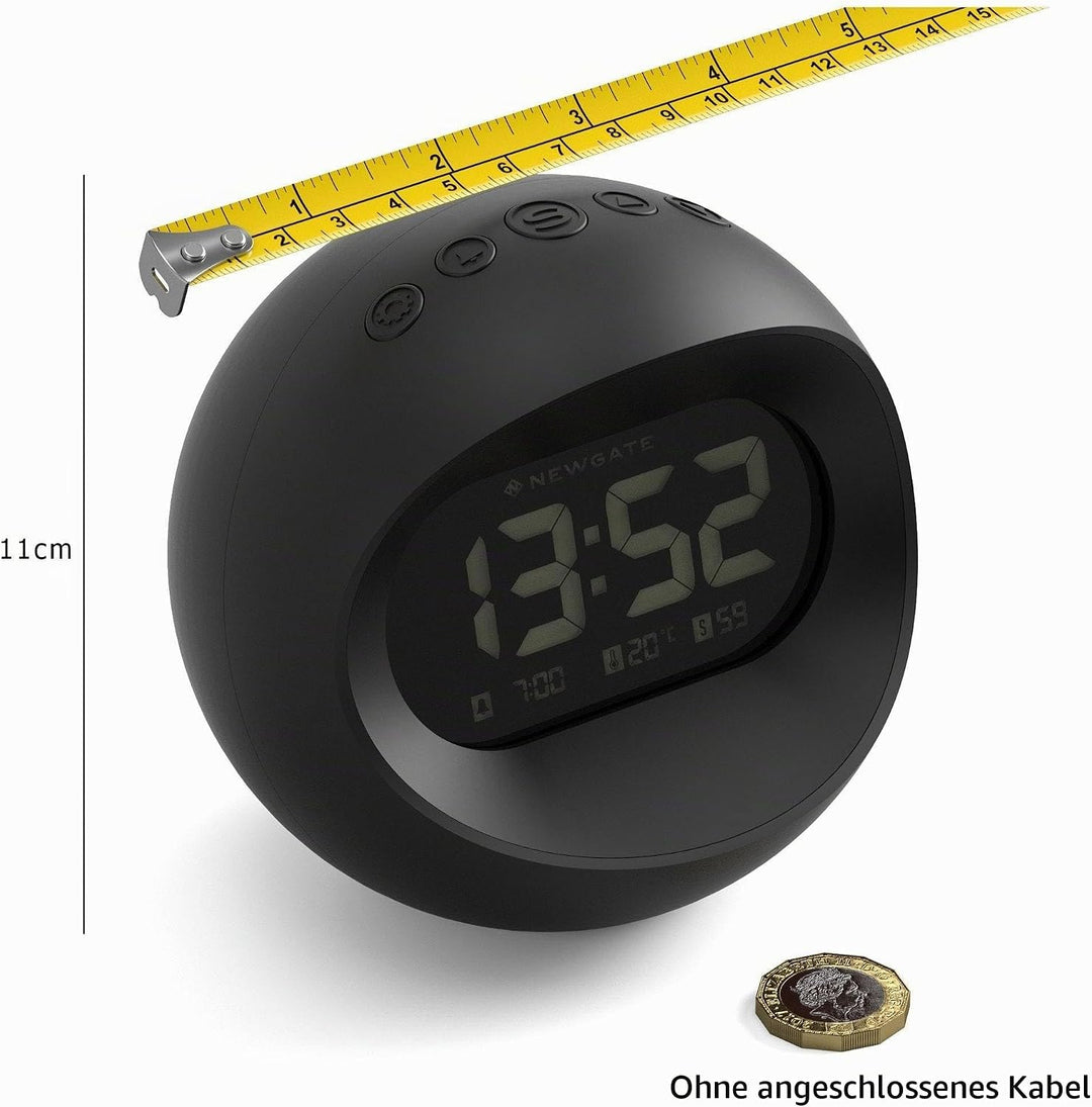 NEWGATE® Digital Centre of The Earth Wecker (Schwarz mit schwarzem LCD-Display) Black With Black Lcd