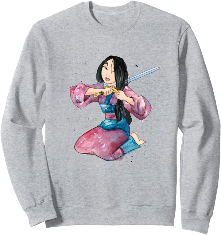 Disney Mulan Haircut Watercolor Style Portrait Sweatshirt