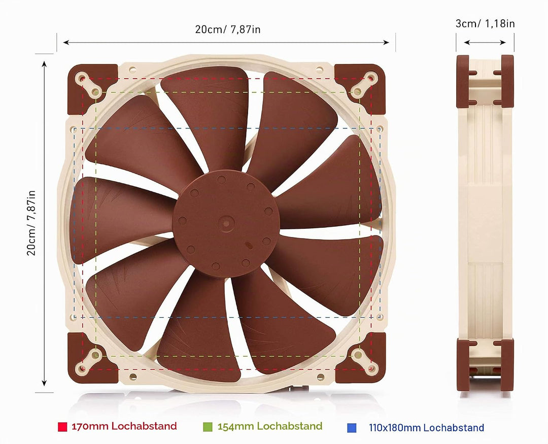 Noctua NF-A20 5V, Leiser Premium-Lüfter mit USB Stromadapterkabel, 3-Pin, 5V Version (200x30mm, Brau