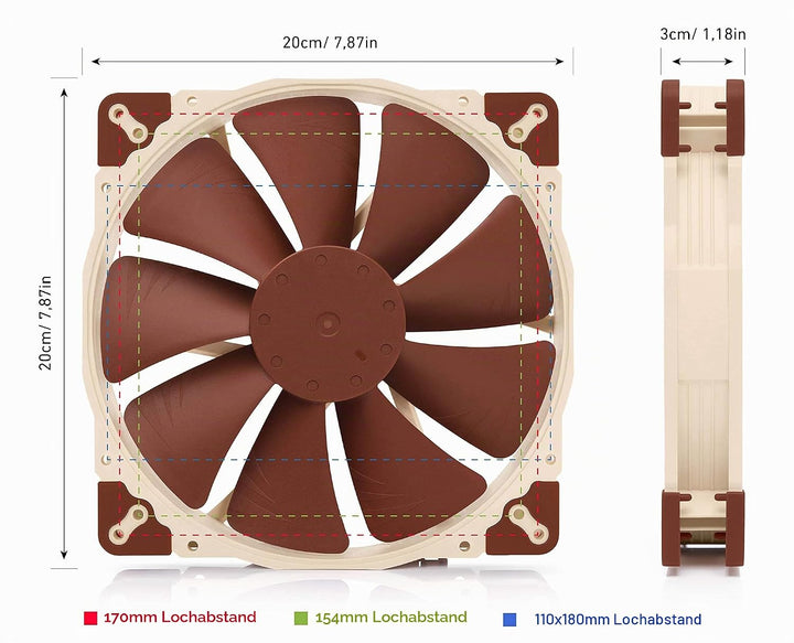Noctua NF-A20 5V, Leiser Premium-Lüfter mit USB Stromadapterkabel, 3-Pin, 5V Version (200x30mm, Brau
