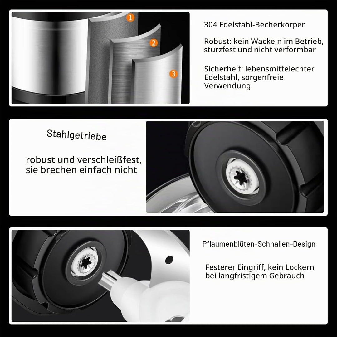 6L Zerkleinerer Küche Elektrisch,1000W Fleischwolf Elektrisch,2 Geschwindigkeitsstufen,4-Edelstahlkl