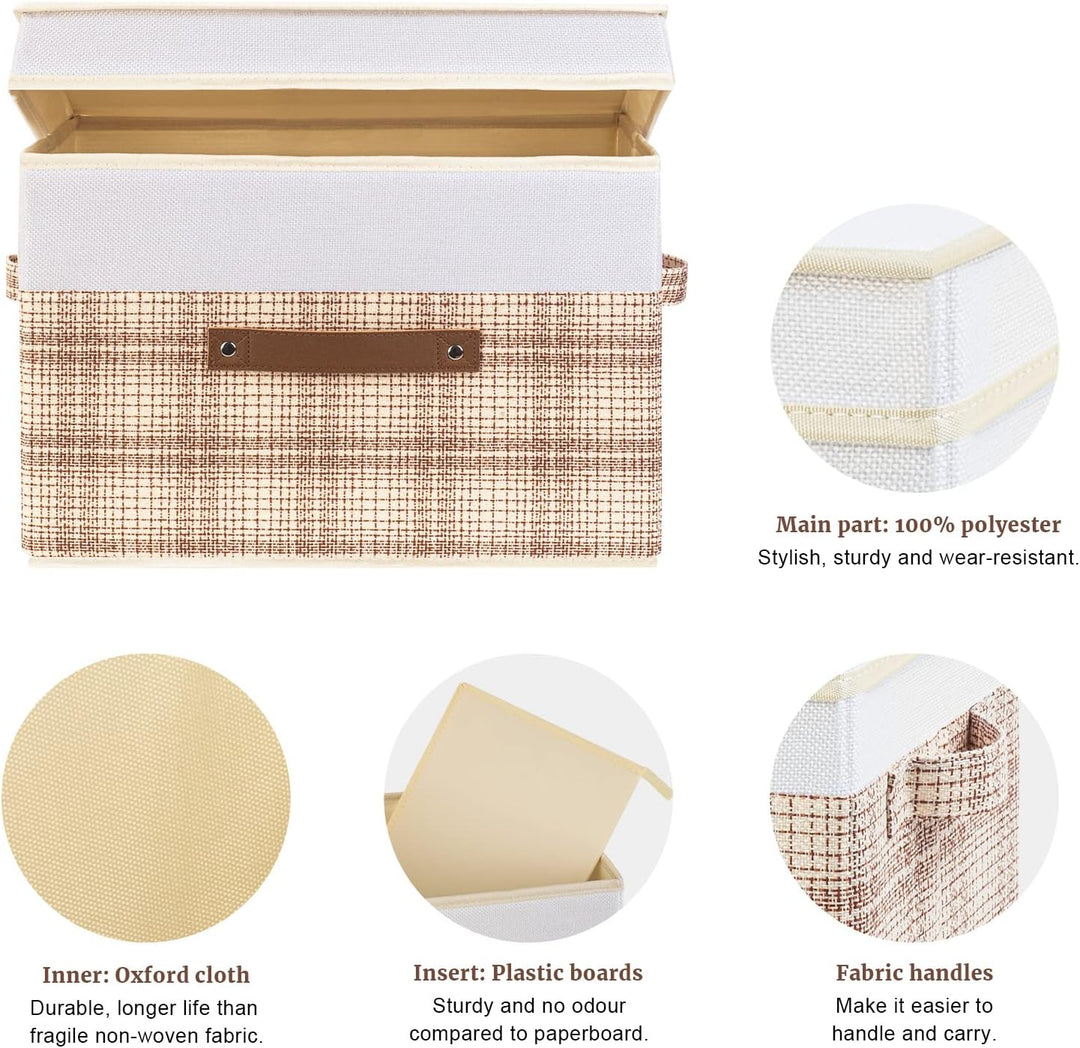 TYEERS Faltbare Aufbewahrungsbox mit Deckel, Stoff, Patchwork-Design, Kisten Aufbewahrung mit Deckel