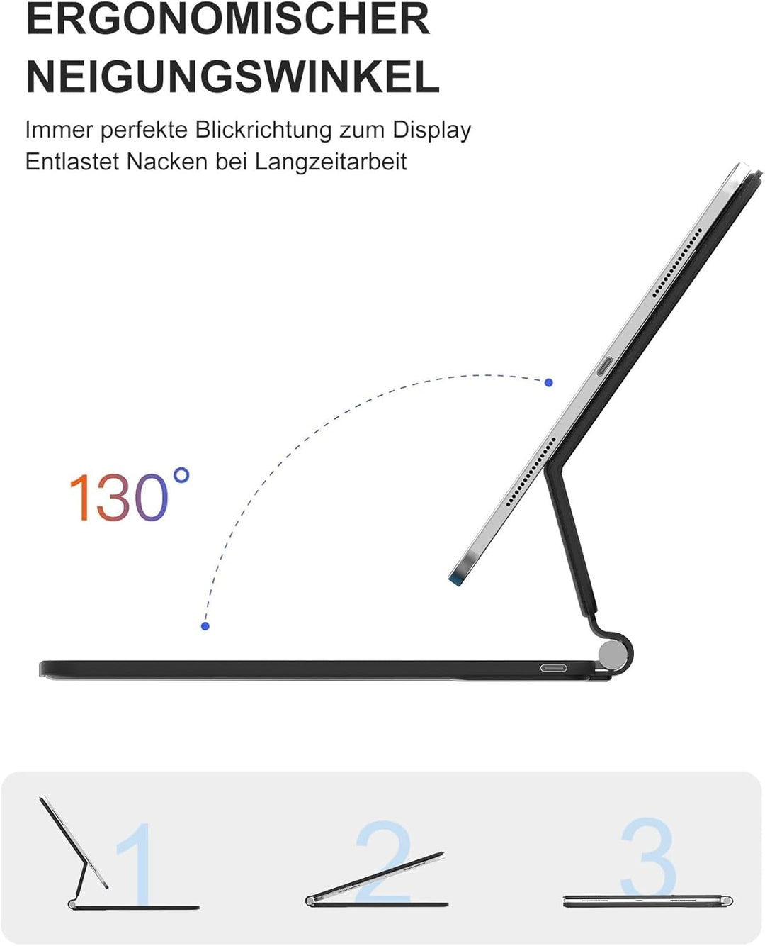 Magic Keyboard Case für iPad Air 13" (2026 M4) - Deutsch QWERTZ mit 7-Farben RGB & Trackpad - Kompat