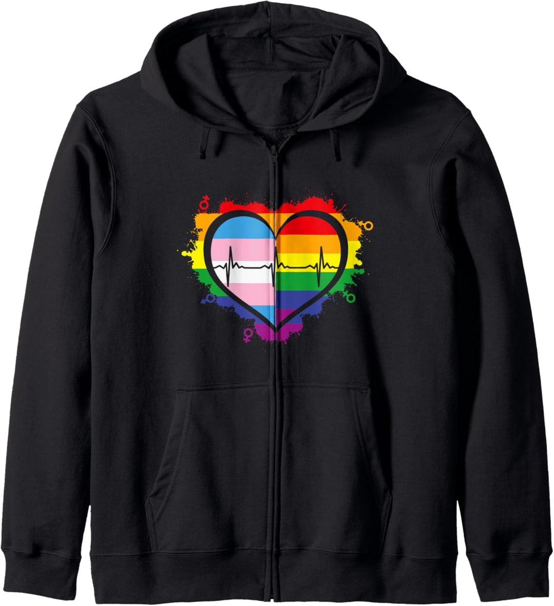 Heartbeat Herz Liebe Regenbogen Pride CSD Gay LGBTQ Kapuzenjacke