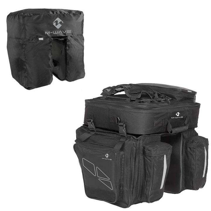 M-Wave Gepäcktasche 3-fach Traveller, schwarz/ grau, 62 l inkl. Regenhaube Single, inkl. Regenhaube