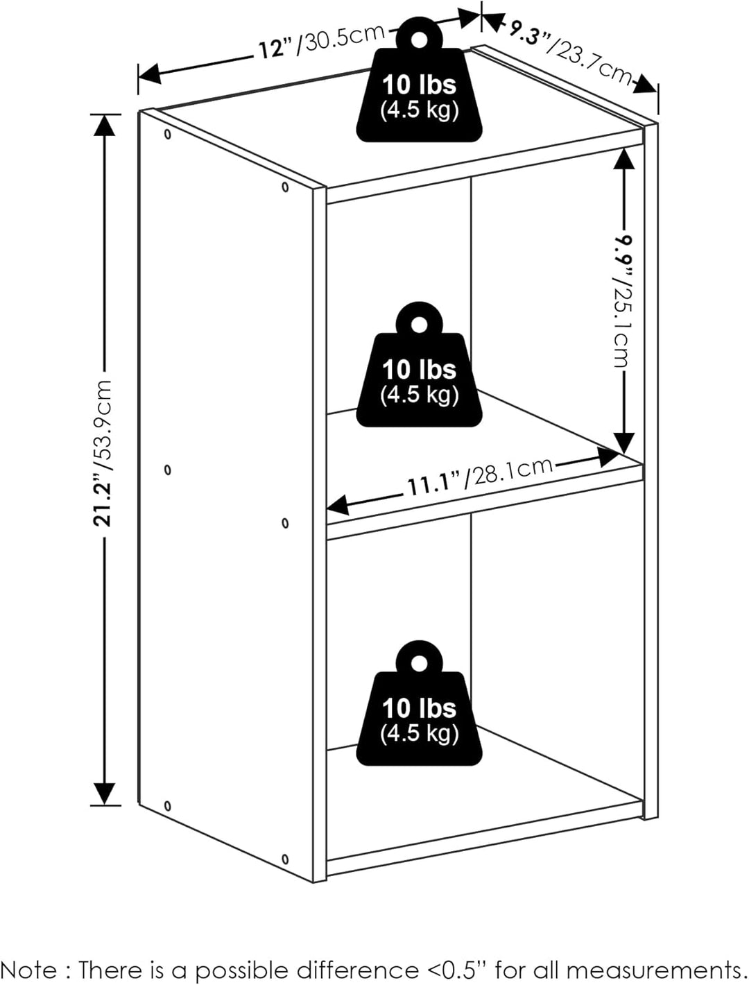 Furinno Luder Bücherregal 23.7(D) x 30.5(W) x 53.9(H) cm Grün/Weiss, 23.7(D) x 30.5(W) x 53.9(H) cm