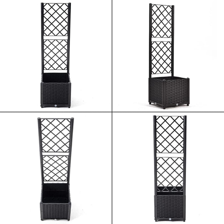 Mingone Pflanzgefäss mit Rankgitter Hochbeet Blumenkasten mit 1 Pflanzgefäss Wasserspeicher Balkonka