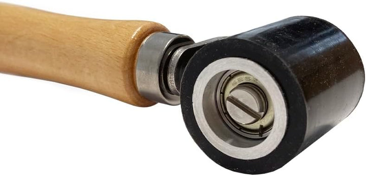 HSS Premium Andrückrolle Silikon schwarz - ergonomischer Holzgriff & Kugellager für Häufig-Verarbeit