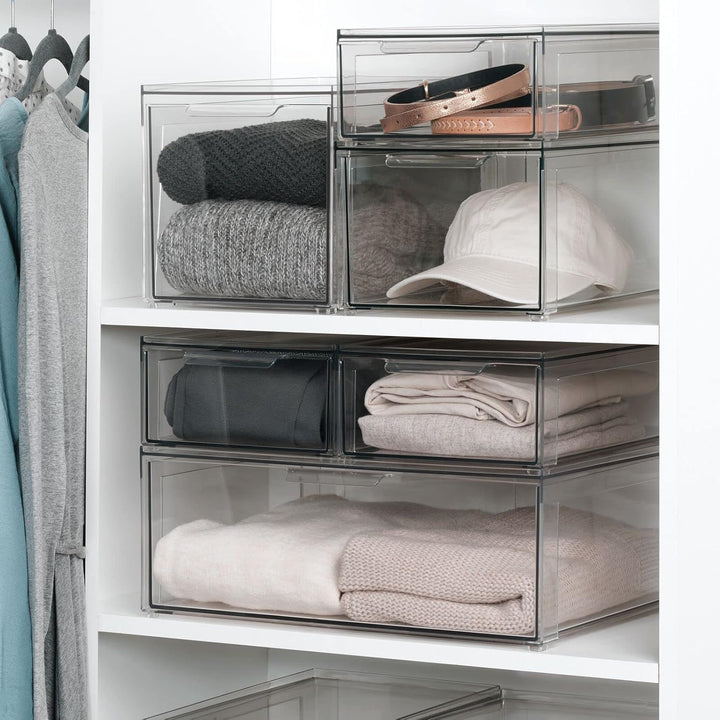 mDesign Aufbewahrungsbox mit Schublade – flache Schubladenbox aus Kunststoff zur Schuhaufbewahrung –