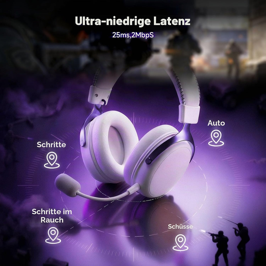 Akko Verge S9 kabelloses Gaming-Headset,extrem niedrige Latenz, Ultraleicht (270 g), 53mm-Treiber, 2
