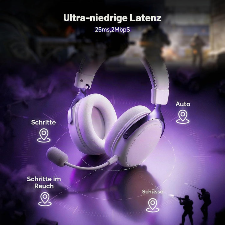 Akko Verge S9 kabelloses Gaming-Headset,extrem niedrige Latenz, Ultraleicht (270 g), 53mm-Treiber, 2