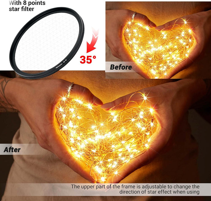 PROfezzion Sternfilter 52mm Star Filter Starburst 3 Stück für Nikon D5500 D5300 D5200 D3300 mit AF-S