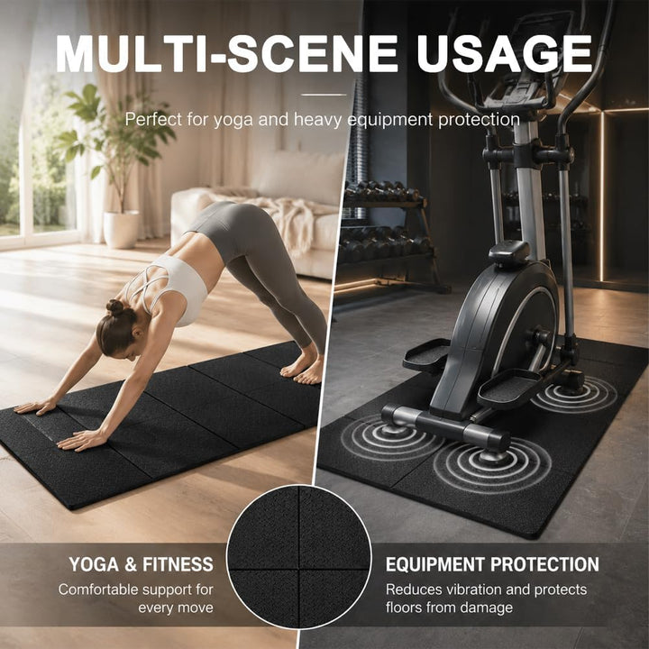 CEWROM Faltbare Bodenschutzmatte Fitness Unterlegmatte für Fitnessgeräte, 183x61 cm 6 mm Dicke Hochd