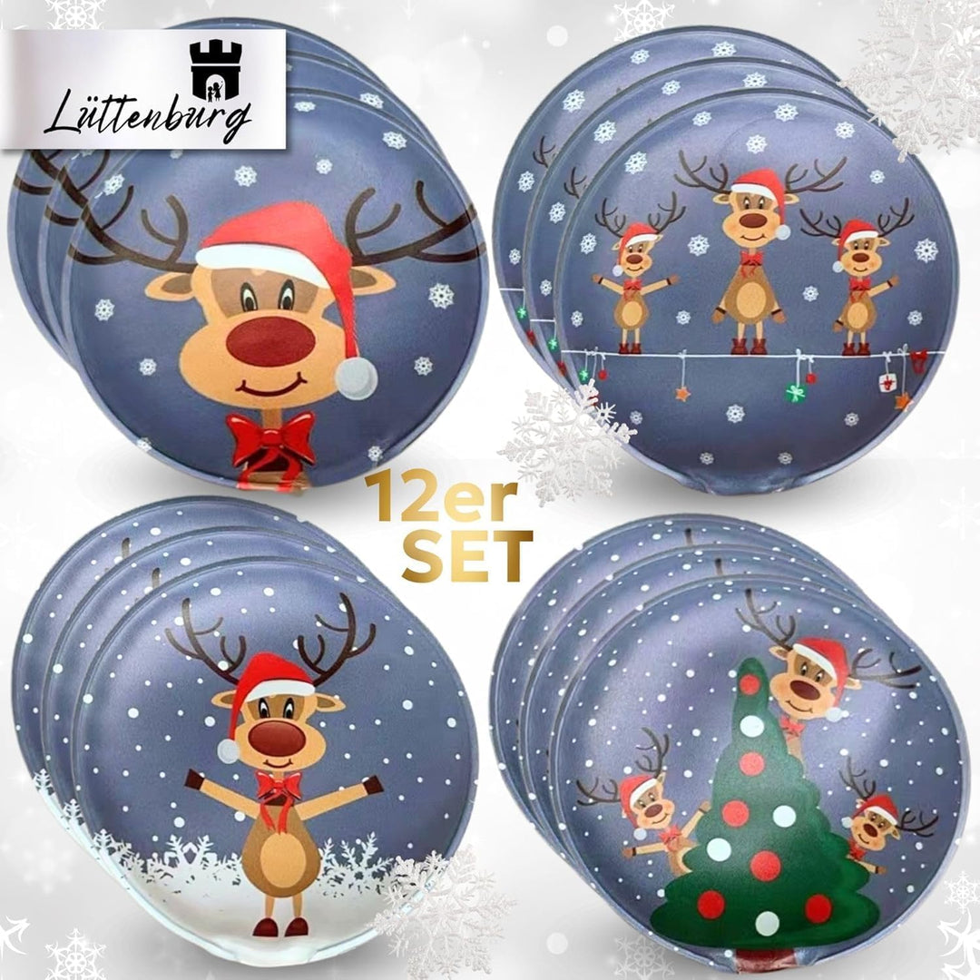Lüttenburg Taschenwärmer für Kinder Rentier Rudolph - Wiederverwendbare Handwärmer rund Geschenk für