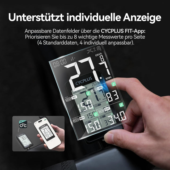 CYCPLUS GPS Fahrradcomputer, ANT+ Fahrradcomputer GPS mit Bluetooth5.0, 2,8-Zoll-LCD-Bildschirm, Fah