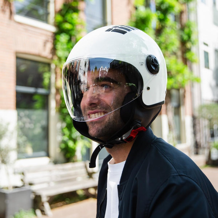 VINZ Como Jethelm mit Visier ECE 22.06 Zertifiziert | Roller Helm Mopedhelm Für Motoroller &amp; Vespa |