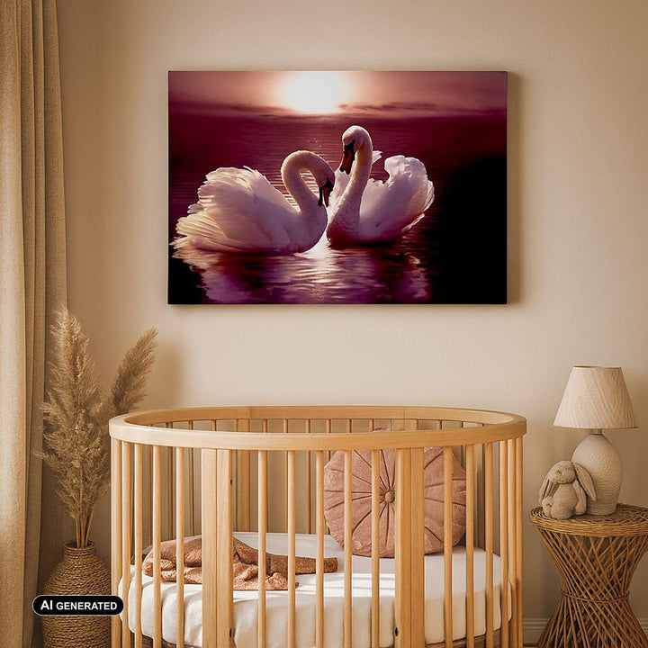 Bilder auf Leinwand Schwäne Landschaft Wasser Leinwandbild 70x50cm Wandbilder Dekoration Wohnzimmer