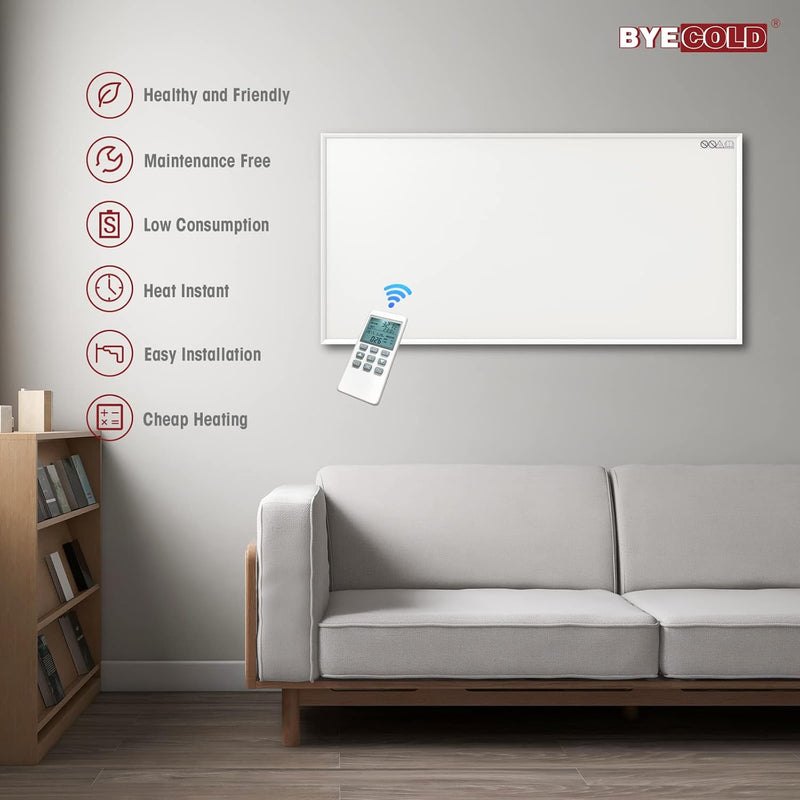 Infrarotheizung mit Thermostat - Infrarot Wandheizung - Elektroheizung 700 Watt - Heizplatte Heizpan