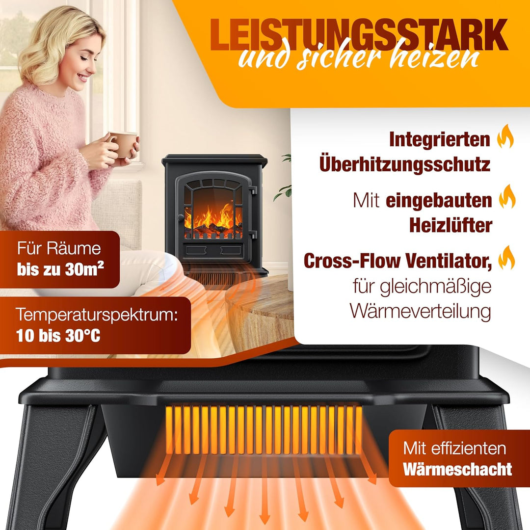 KESSER® Elektrokamin mit Heizlüfter & Fernbedienung 2000W Elektro Kamin Elektrischer Heizung LED Kam
