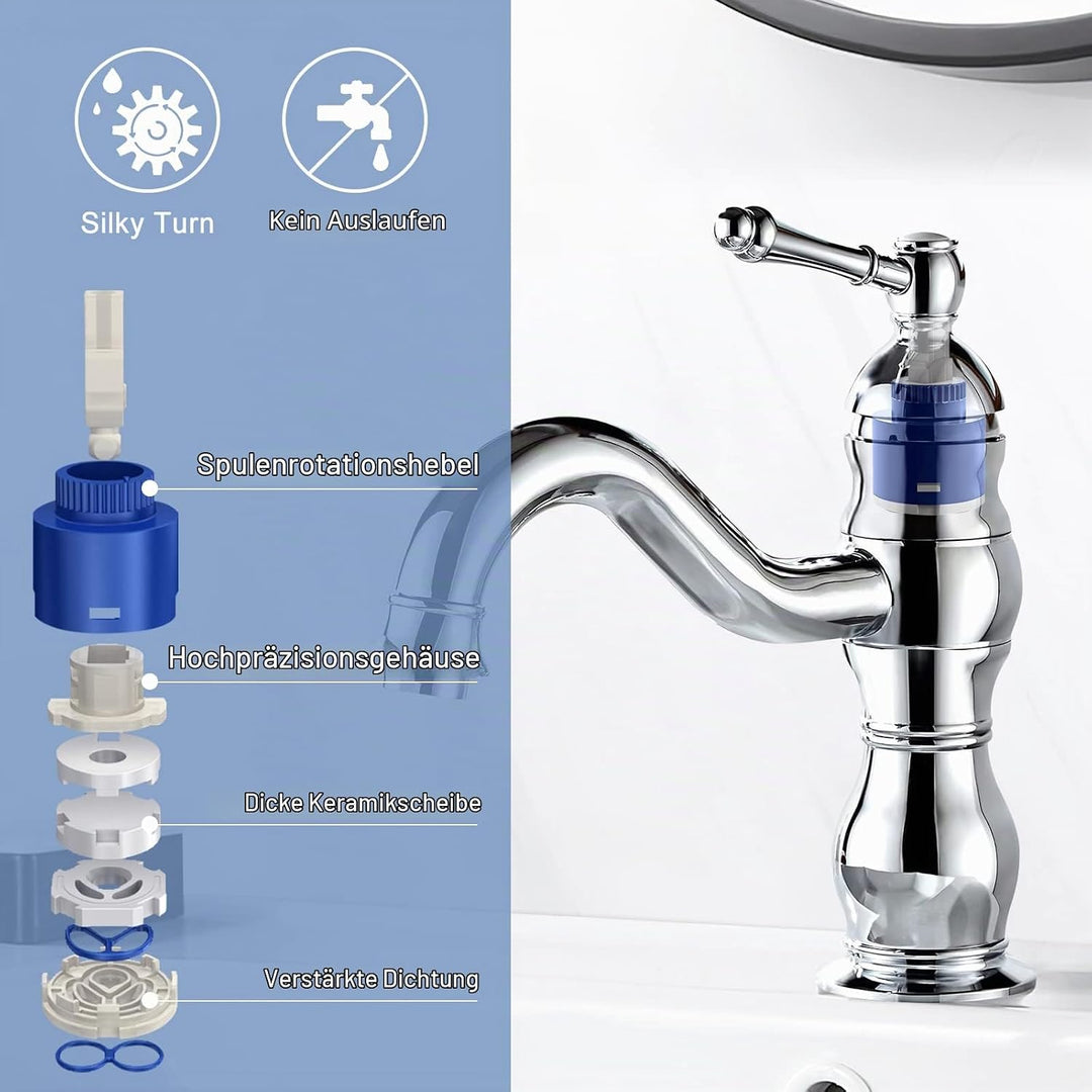 kisimixer Wasserhahn Bad,360° Drehbar Waschtischarmatur-Mischbatterie für Bad, Einhandmischer Wascht