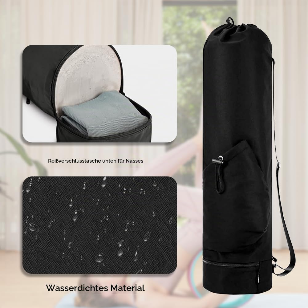 Yogatasche, Yogamatte Tasche mit Verstellbarem Schultergurt Yoga Tasche Gross mit Nassfach und Flasc