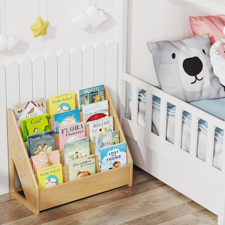 HEYOUTH Montessori Bücherregal,Bücherregal Kinder,Massivholz Kinderregal,Bücherkiste Kinder,mit 5 of