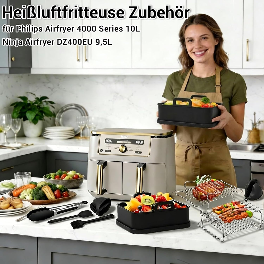 Heissluftfritteuse Zubehö für Philips Airfryer 4000 Series Stacked Dual Basket 10L, Ninja Dual Zone