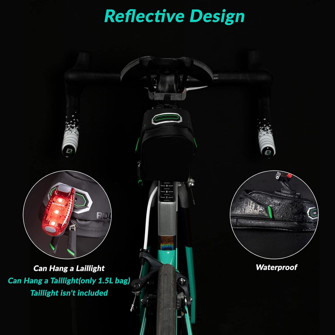 ROCKBROS Fahrrad Satteltasche Fahrradtasche für MTB Rennrad Wasserdicht Stossfest Sitztasche Schwarz