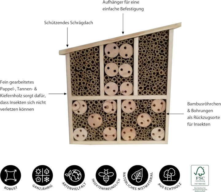 Dehner Natura Insektenhotel Osmia, Insektenhaus / Nistkasten für Bienen/Schmetterlinge/Käfer, ca. 32