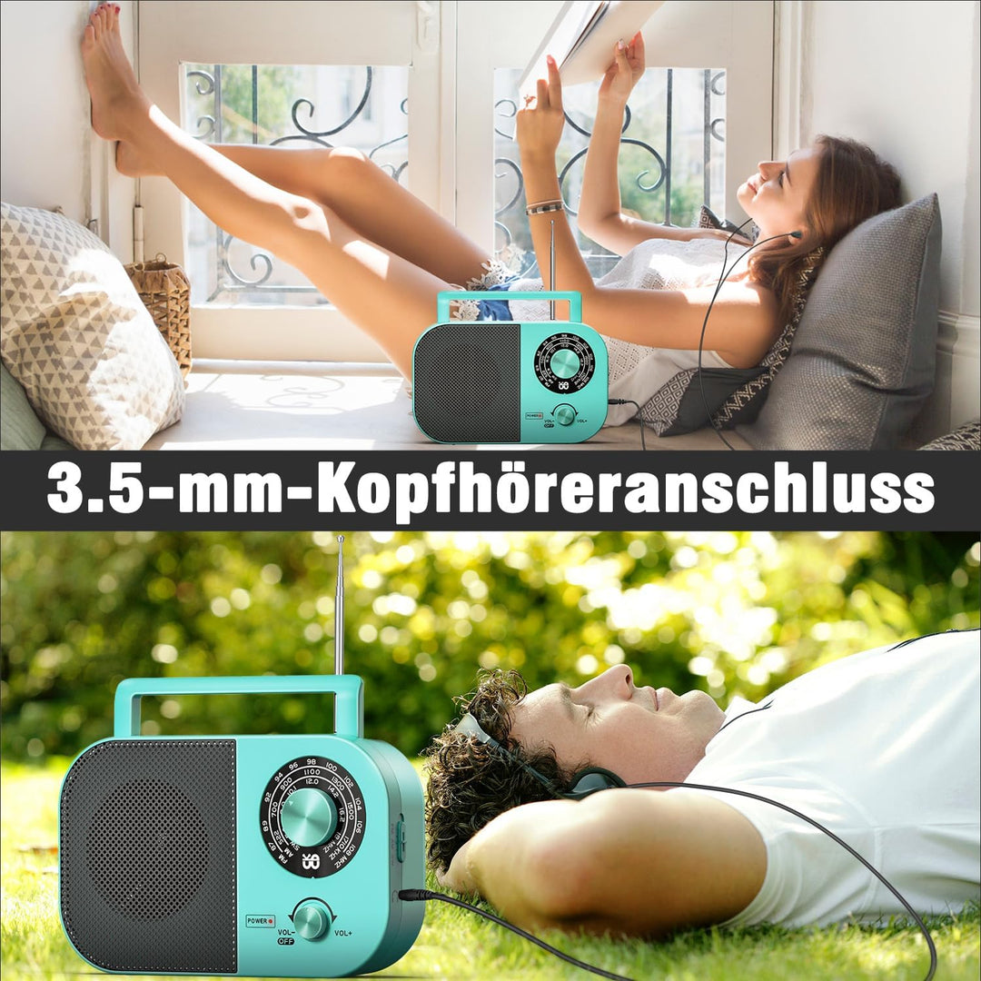 Tragbares Radio AM,FM,SW,UKW Kofferradio Netz und Batteriebetrieb, mit Bestem Empfang, Eingebautem L