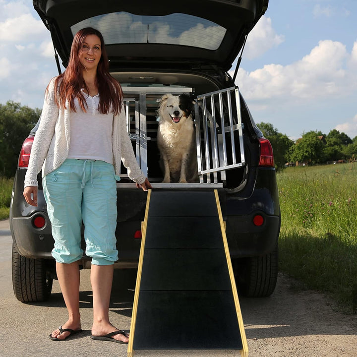 Aufun 2-in1 Hunderampe, Haustiertreppe Hundetreppe Faltbar für Katzen grosse und kleine Hunde, Tiert