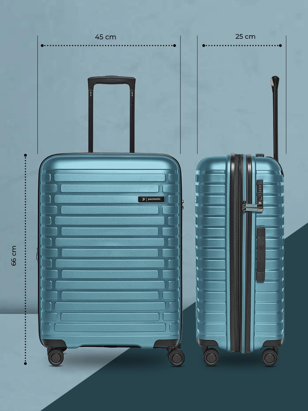 Hartschalen Check-in Koffer | Mittelgrosser Trolley 45 x 25 x 66 cm von 67 auf 75 Liter erweiterbar