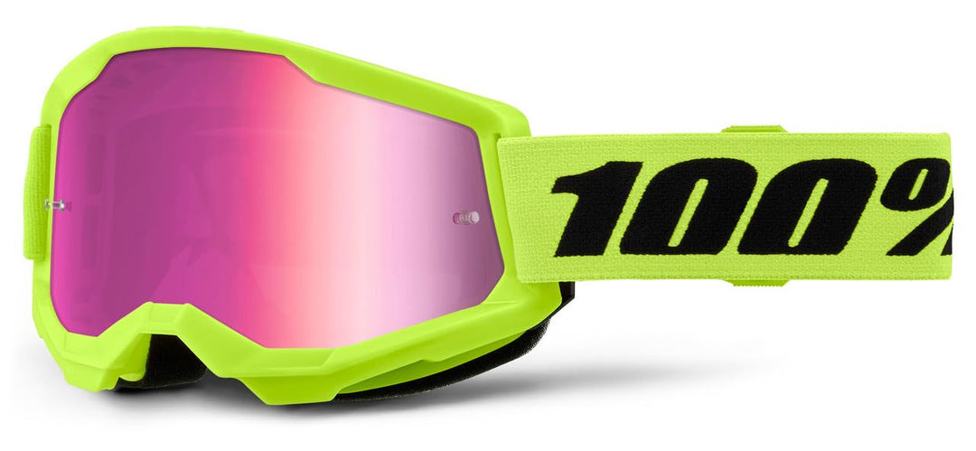 100% Schichten 2 Maske Einheitsgrösse Neongelb - verspiegelte rosa Linse, Einheitsgrösse Neongelb -