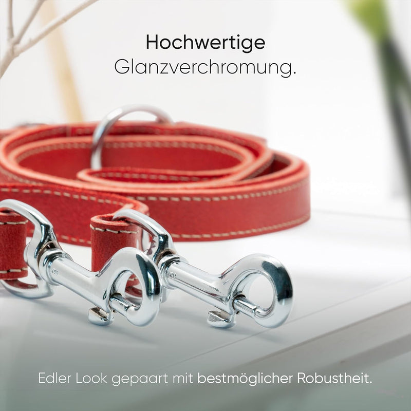 FREUDENTIER® Hundeleine Leder in Spicy Red, verstellbare Führleine, robust & stilvoll, Amstelpark Ko