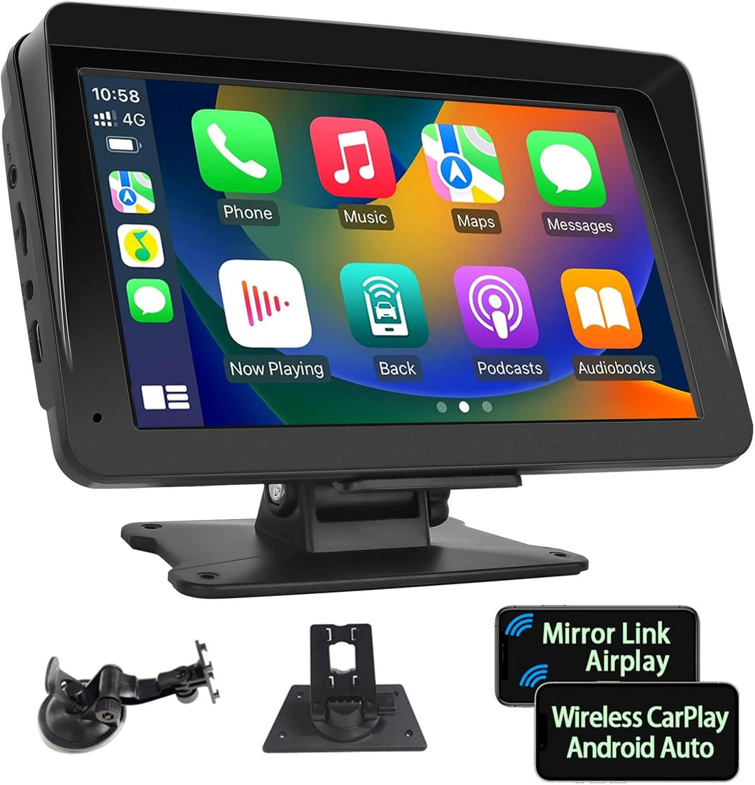Podofo Wireless Apple Carplay Android Auto Autoradio Tragbares mit 7 Zoll HD Touchscreen Auto Stereo